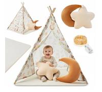 tente tipi enfant - Mamabrum - ensemble complet avec tapis, coussins et guirlande LED