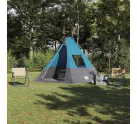 Tente tipi familiale avec toit - Bleu - 383 x 338 x 217 cm - TAFT - Étanche - Pour 6 personnes - Équipement de camping en plein air - Portable pour la plage et le jardin