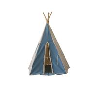 Tente tipi jean avec pompoms en coton bleu TU