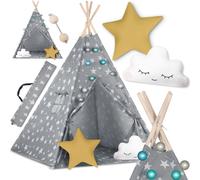 Tente tipi lumineuse pour enfants Nukido - Gris avec étoiles