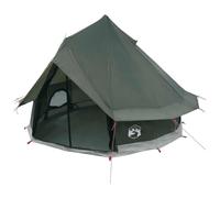 Tente Tipi moderne 4 personnes Vert armée Cadre en polyester et acier | Conception pliable, fermeture éclair, toit en tissu pour l'ombre, montage rapide, intérieur spacieux