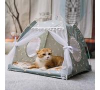 Tente Tipi Portable pour Chat avec Coussin Amovible - Niche pour Chiens, Lapins et Chaton - Maison de Voyage avec Moustiquaire Respirante