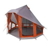 Tente tipi pour 6 personnes, tente familiale, imperméable et perméable, en polyester, grise et orange, autoportante et légère