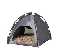 Tente tipi pour chat - Abri pliable en toile - Lit à coussin doux | Décoration d'intérieur bohème, thème de sieste confortable, cadre en bois naturel, cachette portable légère pour petits chiens