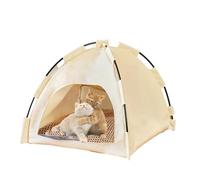 Tente tipi pour chat - Abri pliable en toile - Lit à coussin doux | Décoration d'intérieur bohème, thème de sieste confortable, cadre en bois naturel, cachette portable légère pour petits chiens
