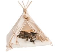Tente tipi pour chats chiens et lapins avec tapis en fausse fourrure extra ecru