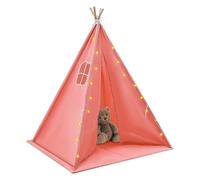 Tente tipi pour enfant - 120 x 120 x 140 cm - En coton - Avec tapis et guirlande lumineuse - Tente de jeu pliable - Idéale pour chambre d'enfant, chambre à coucher - Rose