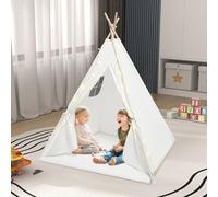 Tente tipi pour enfant - Tente tipi pour enfant - Avec guirlande lumineuse mate - Tente de jeu pour enfants pour la maison - Maison de jeux pour enfants filles et garçons - 120 x 120 x 140 cm - Blanc