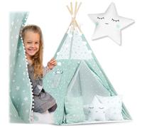 Tente tipi pour enfants avec lumières - menthe avec étoiles
