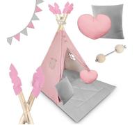 Tente tipi pour enfants NK-406 Nukido - rose - Matériaux naturels - A monter soi-même - 3 ans - Mixte