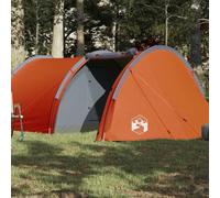 Tente tunnel 4 personnes orange imperméable avec auvent amovible, connexion E, moustiquaire respirante, barres légères, idéale pour le camping, le trekking, l'extérieur, les festivals et les voyages