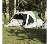 Tente tunnel familiale pour 6 personnes, vert, étanche, 411 x 325 x 180 cm, polyester avec revêtement PU, pour le camping et les aventures