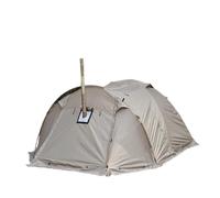 Tente Tunnel ignifugée 4 Saisons for 2 Personnes - Tente dôme imperméable avec Sortie de poêle et Jupe Pare-Neige for Le Camping et la randonnée(Wolf Brown)