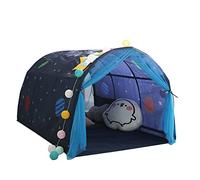 Tente tunnel pour enfant de 90 à 100 cm de largeur, lit mezzanine, tente superposée, tissu, bleu, simple