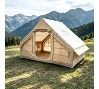 Tentes de Camping gonflables avec Pompe, Tente de Glamping à air, Installation Facile, Tente Gonflable imperméable et Coupe-Vent, Tente Cabine Oxford 4 Saisons avec fenêtre en Maille et cheminée