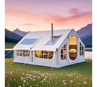 Tentes gonflables pour le camping - Tentes de glamping Oxford étanches avec cric de poêle pour 2 à 8 personnes, installation facile, grande tente gonflable avec pompe à main