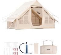 VEVOR Tente de Camping Gonflable, 3x2x2 m, Tente de Glamping pour 3 à 5 Personnes Oxford 300D Facile à Installer, avec Pompe à Main, Portes, Fenêtres en Maille, Sac de Rangement, Transport Simple