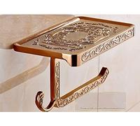 TentHme Porte-Papier Toilette de Salle de Bain, Porte-mouchoirs en Métal, Porte-Papier Hygiénique Mural, Porte-Rouleau Rétro avec Séparateur (Rose & Or)