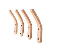 TentHome 4 Pièces Patère Murale en Bois de Caoutchouc Manteau Chapeau et Vêtement, 16cm