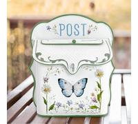 TentHome Boîte aux Lettres Murale en Fer Vintage Originale Petite, Boîte à Lettre Métal Design Retro Extérieur, Décoration pour Jardin Extérieur, Maison, Mariage, Anniversaire (Blanc-Papillon)