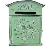 TentHome Boîte aux Lettres Murale et Verrouillable en Fer Forgé avec Rabat pour Maison de Campagne (Vert)