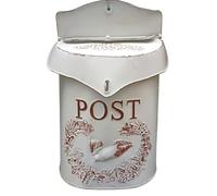 TentHome Boîte aux Lettres Murale Vintage en Metal Exterieur pour Maison Jardin, Boite aux Lettres Fine Originale Murale, Boite au Lettre Compacte Blanche, Boîte à Lettre Anniversaire Mariage
