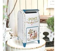 TentHome Boite aux Lettres sur Pied Petite en Fer Etanche Intérieur Extérieur, Boîte à Lettre Decorative Originale Design, Decoration pour Anniversaire, Mariage et Jardin Exterieur (Bleu + Blanc)