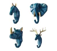 TentHome Crochet DéCoratif Pour Animaux Avec 4 Crochets Pour Accrocher Manteaux, Chapeaux, CléS Portefeuilles Pour Couloir Porte D'EntréE Zone Crochet Mural DéCoratif (Bleu Rétro)