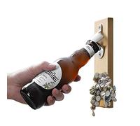 TentHome Décapsuleur Mural Ouvre-bière Magnétique Ouvre-Bouteille Autocollant en Bois de Réfrigérateur Cuisine (hêtre AAA)