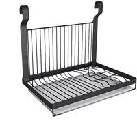 TentHome Égouttoir à Vaisselle Pliable Mural en Acier Inoxydable Noir Mat, 40 x26,5cm