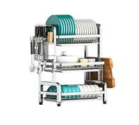 TentHome Egouttoir Vaisselle INOX avec Bac Égouttoir à Vaisselle Étagère Cuisine Accessoires Seche Support Porte Ustensiles Cuisine Sechoir Rangement Vaisselle Casiers et Supports