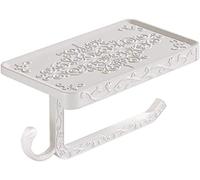 TentHome Porte-Papier Toilette Mural 2 en 1 avec Forage Porte-Rouleau Vintage avec Etagère pour Salle de Bain (Blanc)