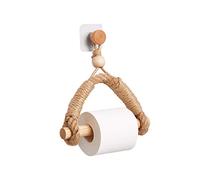 TentHome Porte-papier Toilette Nordique Original Porte-rouleau Papier Mural en Bois et Corde Rétro WC Salle de Bain Maison de Campagne (Perçage, B)