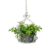TentHome Support de Pot de Fleur Suspendu en Métal Etagère de Suspension pour Balcon de Jardin, Intérieur et Extérieur (Blanc)