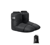 Tentock Chaussons en Duvet pour le Camping D'hiver, Unisexe Chaussettes Thermiques D'oie doux Imperméable Chauffe-pieds Chaussons en Duvet pour Tente/Sac de Couchage/Maison(Noir M)