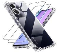 Tentoki 3 en 1 Coque et Verre Trempé pour Realme Note 60, [Coussin d'air Intégré] Anti-Jaunissement Souple TPU Bumper Coque Protection pour realme note60, Transparente