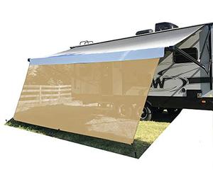 Tentproinc Pare-Soleil pour véhicule récréatif de 2,4 x 4 m - Pare-Soleil en Maille Beige bloquant Les UV - Kit Complet pour Camping-Car, remorque - Abri d'auvent - Garantie 3 Ans