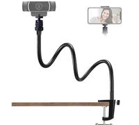 Tentucro Support de téléphone pour webcam - Col de cygne réglable - Support de caméra pour téléphones portables, webcam Logitech C922 C930e C920S C920 C615, etc. (filetage 6,35 mm, pince de 5,5 cm)