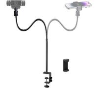 Tentucro Support de téléphone pour webcam - Réglable - Col de cygne - Support vidéo pour téléphones portables, Logitech Webcam C922 C930e C920S C920 C615, etc. (filetage 1/4", pince de 7,5 cm)
