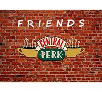 Tenture Murale 150x250cm Amis Toile de Fond Tissu Mur de Brique Rouge Central Perk Pub Café Fond pour Anniversaire Décoration 80s 90s Amis Thème Fête Fournitures Portraits