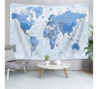 Tenture murale bleue avec carte du monde ancienne, tenture à suspendre pour enfants et étudiants, Asie Europe Amérique Afrique Japon, poster mural pour décoration de chambre à coucher, salon, bureau