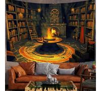 Tenture Murale Bronze Bibliothèque D'Halloween Tapisserie Murale Architecture Fantastique 230X180Cm Réutilisable Tissu Mural Wall Art Tapestry Décoration Poster Pour Chambre Salon Fête Dortoir