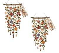 Tenture Murale en macramé à Fleurs en Cascade | Décor au Crochet en coton fabriqué à la main, ornement mural de maison bohème(2pcs)
