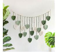 Tenture Murale en Macramé Tapisserie de Feuilles de Macramé Grande avec Perles en Bois Décoration Boho Décoration en Macramé pour C