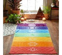Tenture Murale En Polyester Style Bohème Indien, Couverture Mandala, Tapisserie Colorée, Rayures Arc-En-Ciel, Voyage, Été, Plage, Yoga, Tapis De Camping