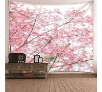 Tenture Murale Fleurs de Cerisier Tapisserie Murale Fleurs de Printemps 300x220 cm Tissu Mural Wall Art Tapestry Décoration Poster pour Chambre Salon A-0288