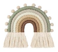 Tenture murale macramé arc-en-ciel beige, déco murale main fil coton, tapisserie chambre enfant/pépinière