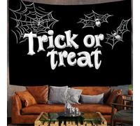 Tenture Murale Noir Et Blanc Des Bonbons Ou Un Sort Tapisserie Murale Affiche D'Halloween 150X100Cm Réutilisable Tissu Mural Wall Art Tapestry Décoration Poster Pour Chambre Salon Fête Dortoir