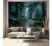 Tenture Murale Sentier Forêt Brumeuse Tapisserie Murale Naturelle Saison Des Pluies Couverture Murales Vert Foncé Tapisseries Décoration Murales Plafond Pour Chambre Dortoir Salon Décor, 200X150Cm