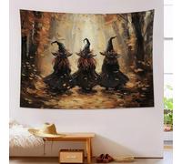 Tenture Murale Sorcière Dans La Forêt D'Automne Tapisserie Murale Scène De Fantaisie Magique 150L X 130L Cm Réutilisable Tissu Mural Wall Art Tapestry Décoration Poster Pour Chambre Salon Fête Dortoir